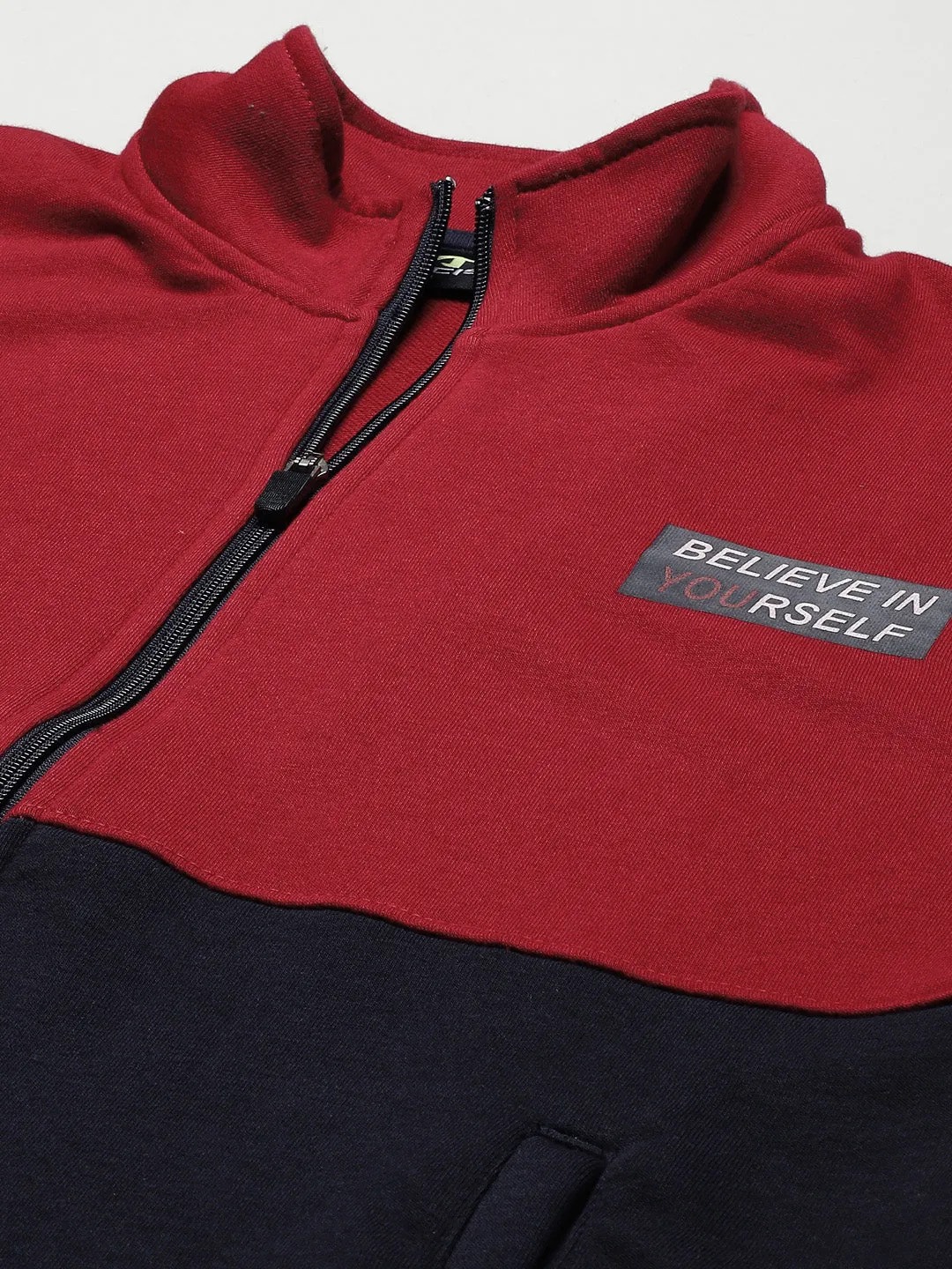 Alcis Men Red Navy Blue Colourblocked Tracksuit