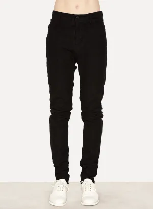 Black Cotton Moleskin Spiral Slim Pant