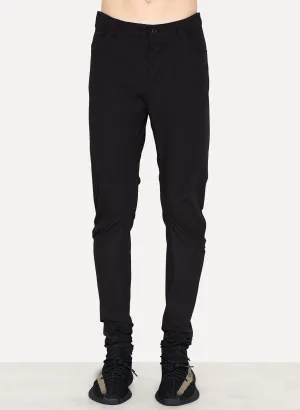 Black Cotton Stretch Spiral Slim Pant