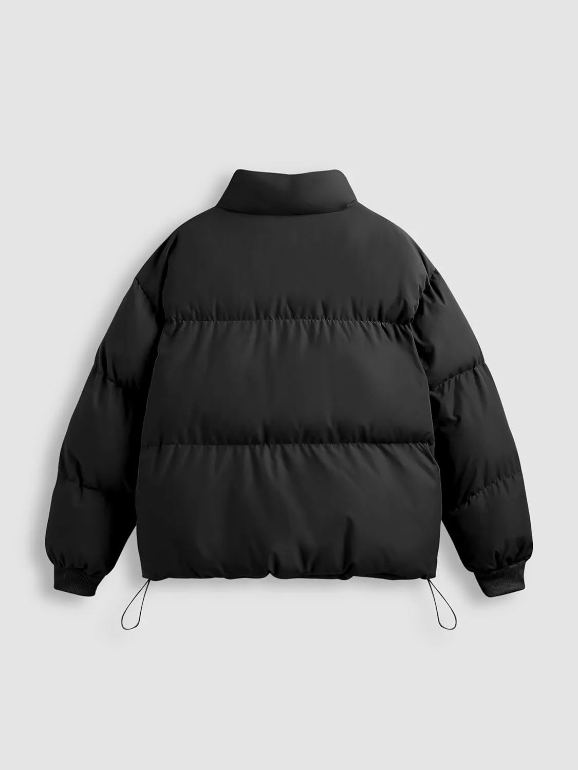 CIDER Womens Quilted Puffer Jacket Cropped Long Sleeve Stand Collar Zip Up Trendy Winter Coat