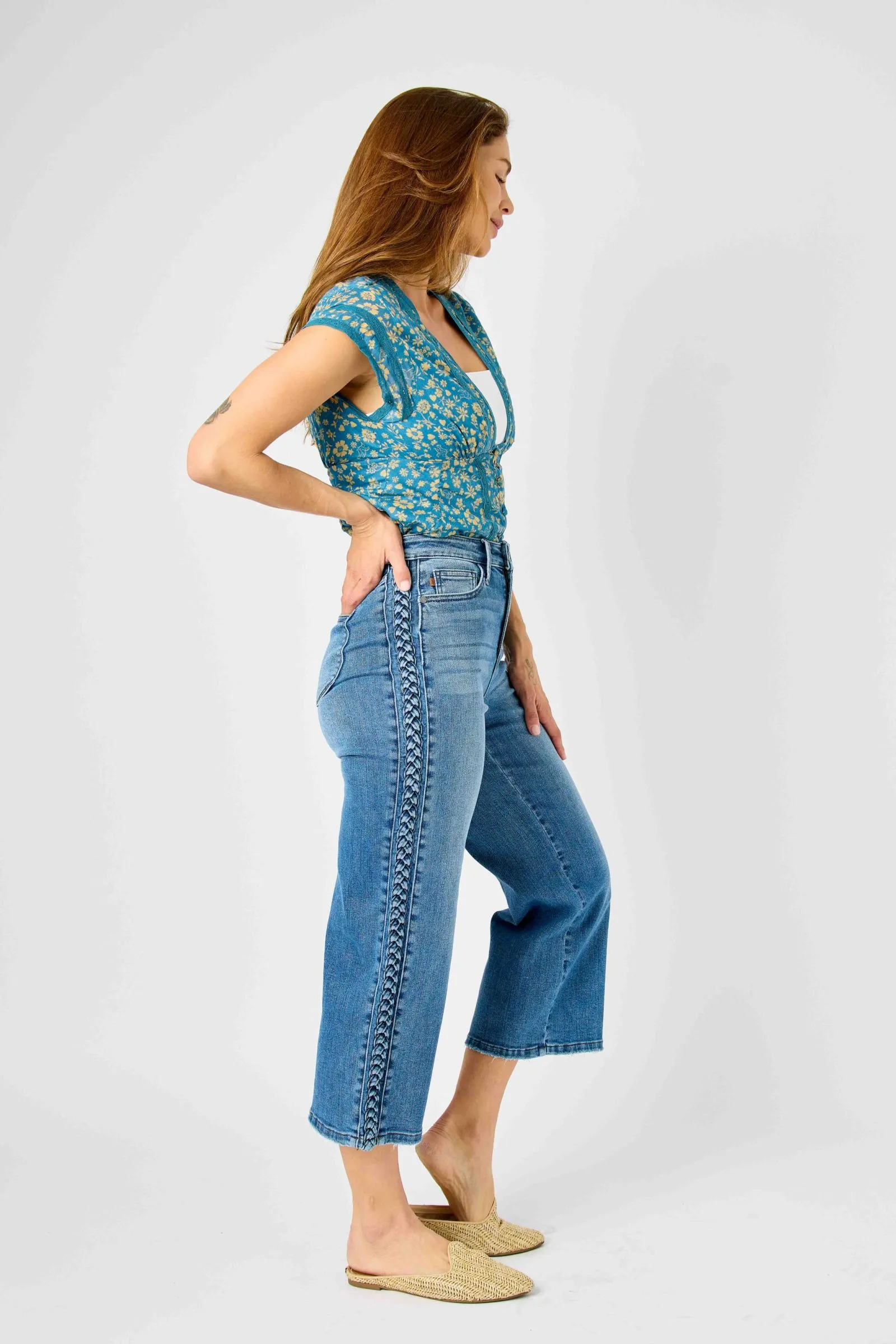 CURVY BRAIDED HIGH RISE CROP WIDE LEG
