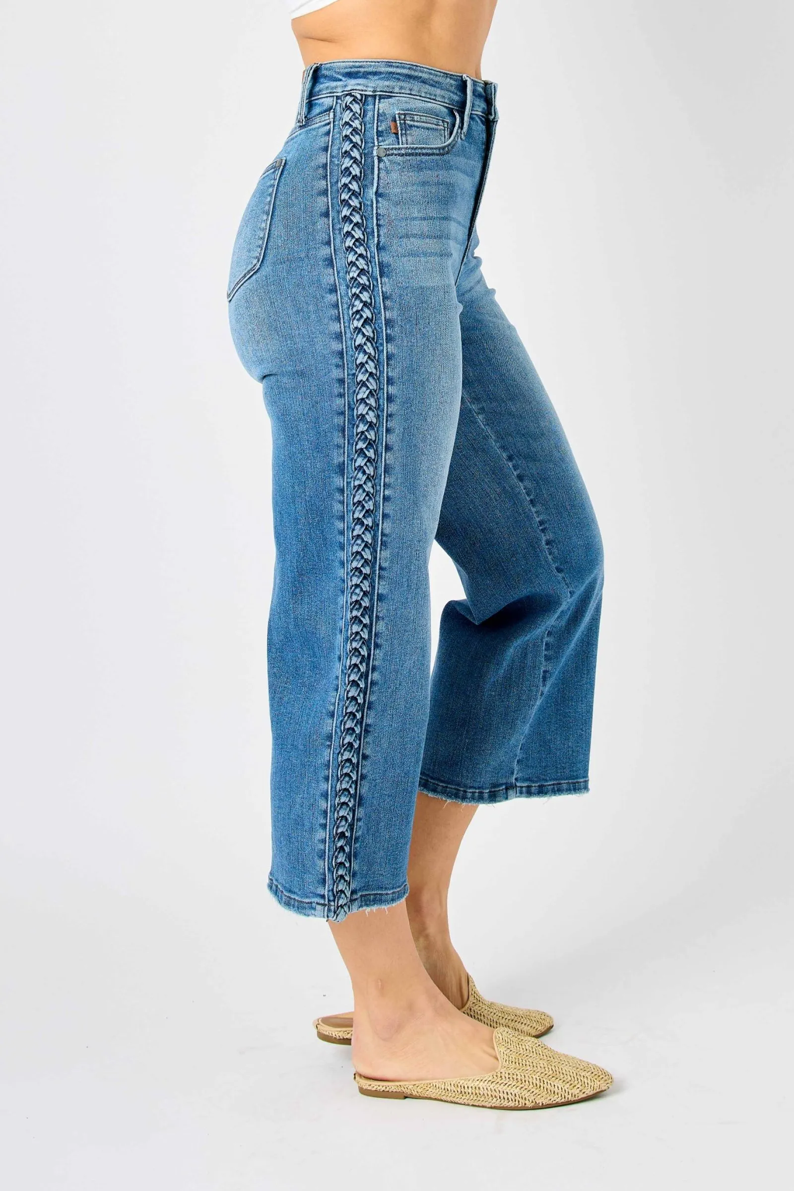 CURVY BRAIDED HIGH RISE CROP WIDE LEG
