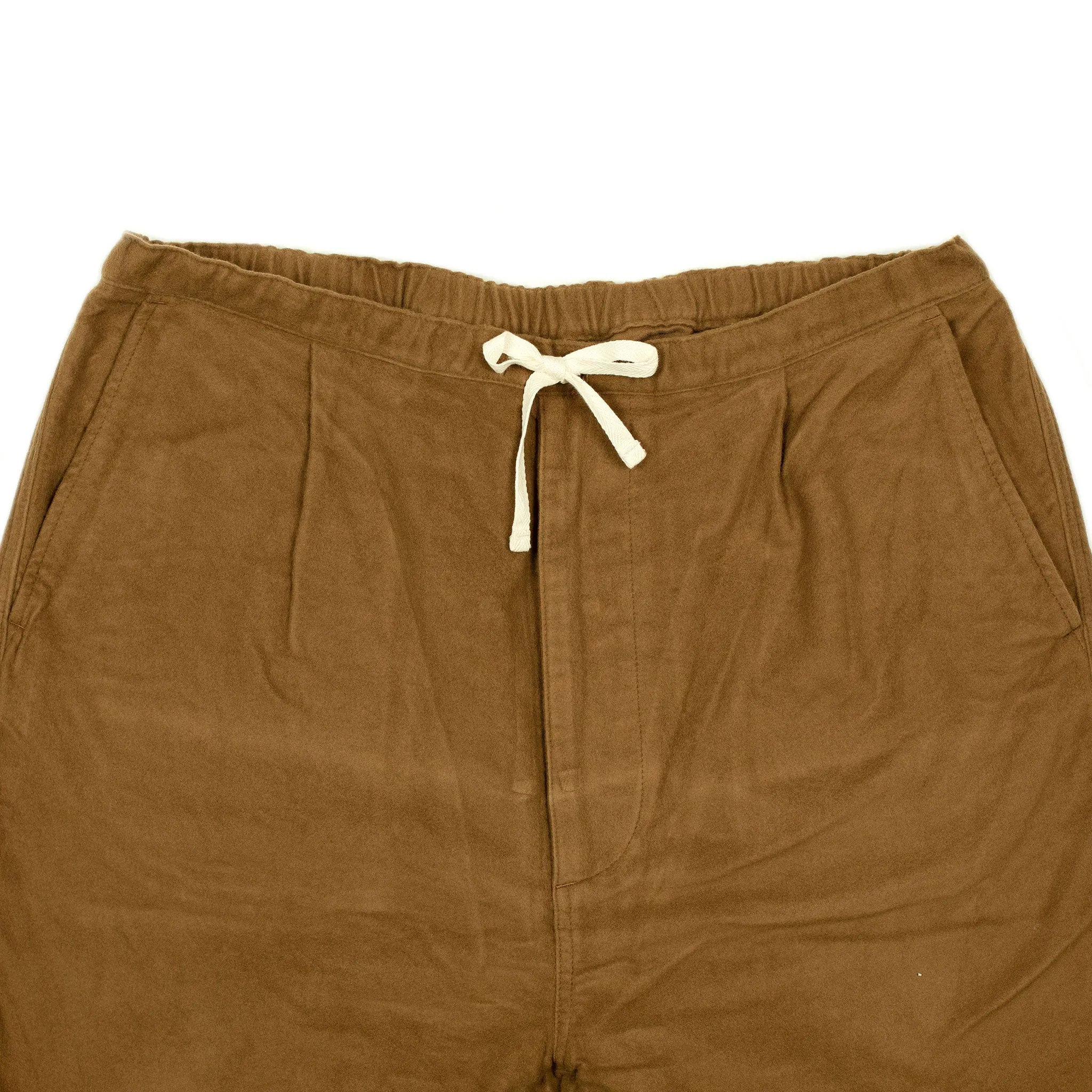 Drawstring trousers in camel cotton moleskin