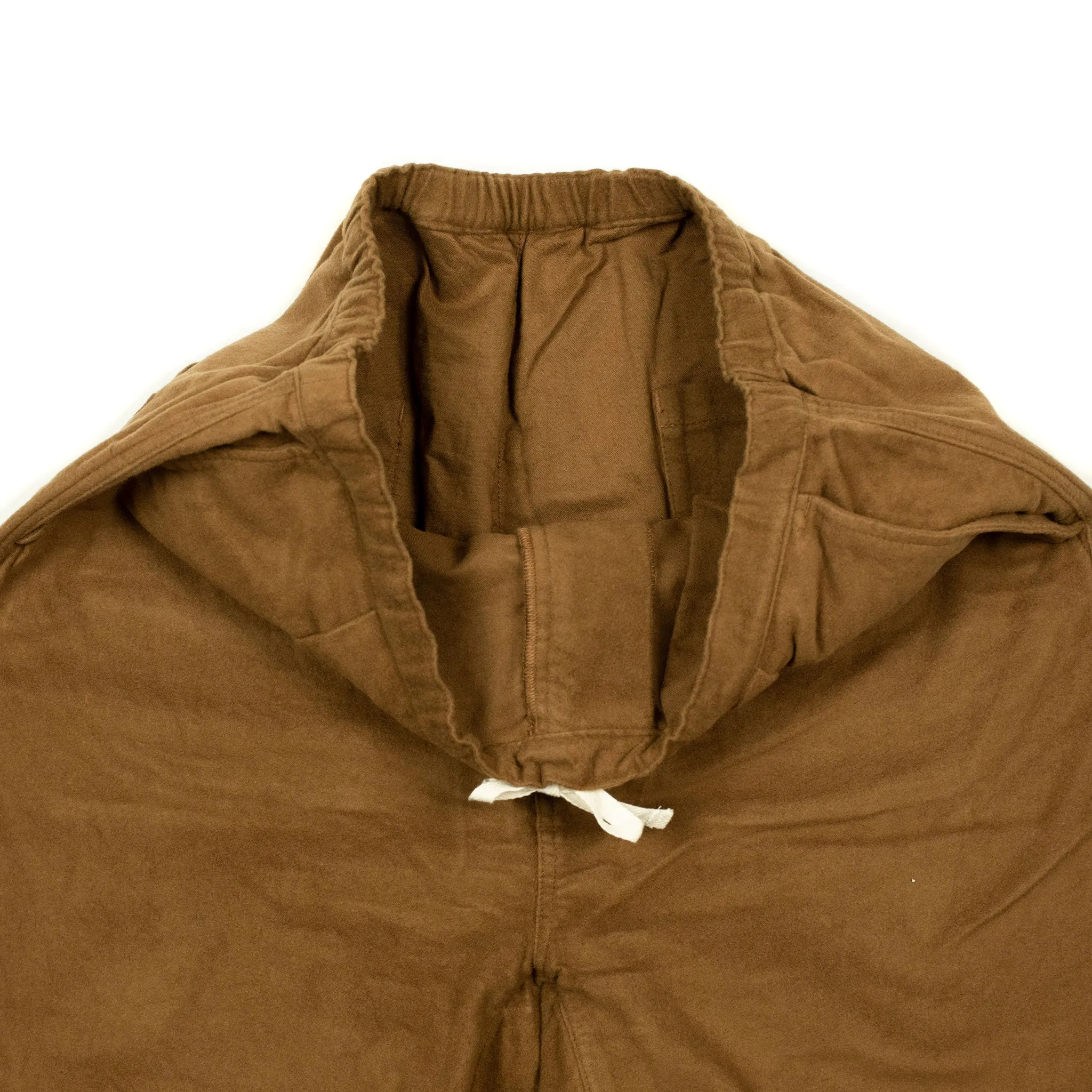 Drawstring trousers in camel cotton moleskin