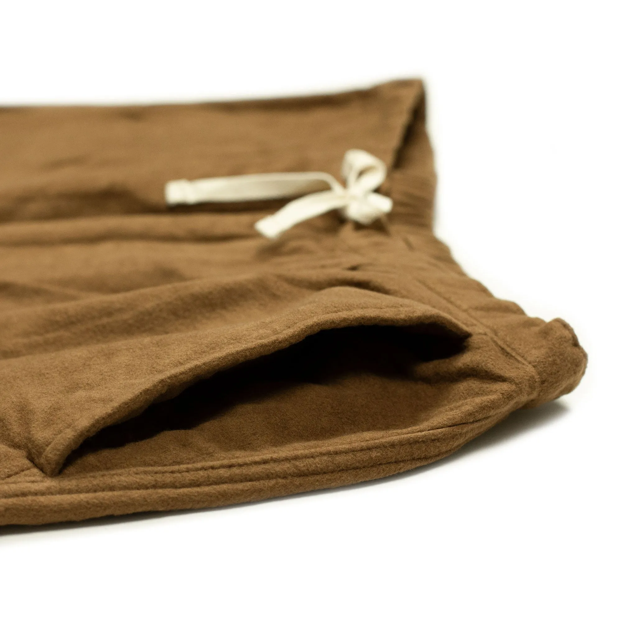 Drawstring trousers in camel cotton moleskin