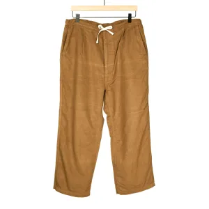 Drawstring trousers in camel cotton moleskin
