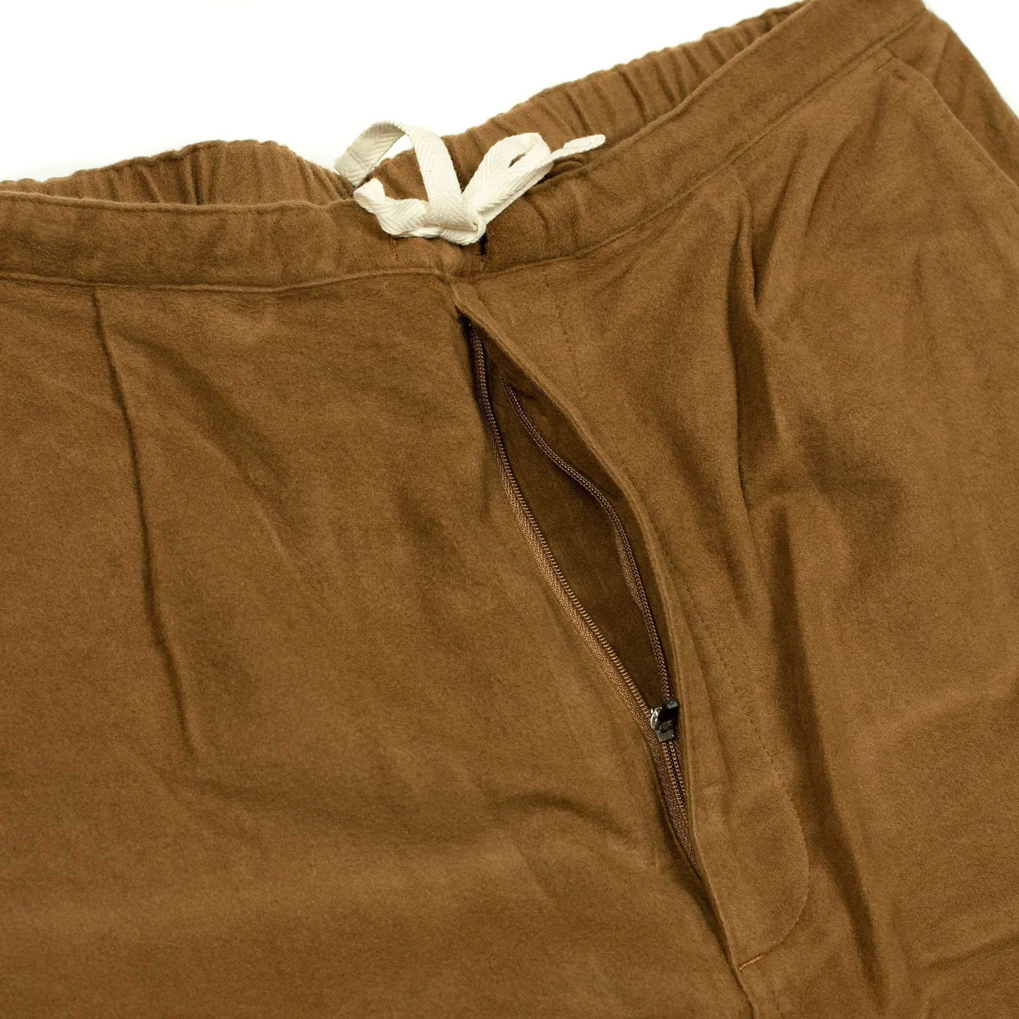 Drawstring trousers in camel cotton moleskin
