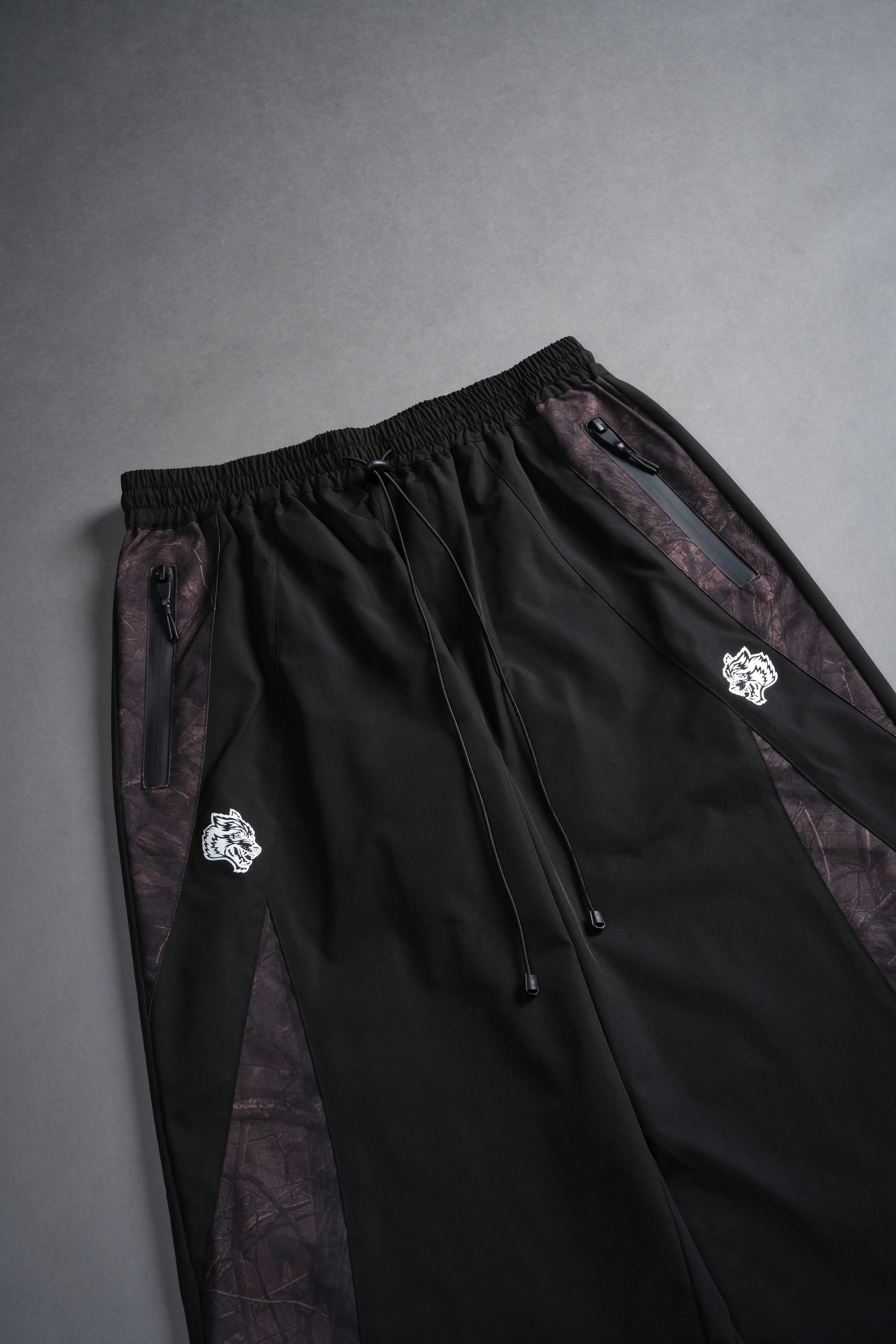 Dual Brolic Unisex Track Pants in Black Driftwood Forest Camo