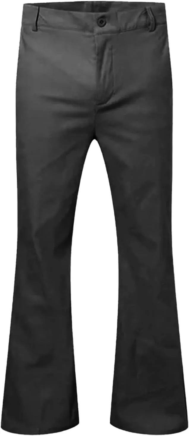 evzosrz Mens Slim Fit Bell Bottom Pants Business Stretch 70s Disco Pants Retro Flared Trouser Fashion Dress Pant with Pockets