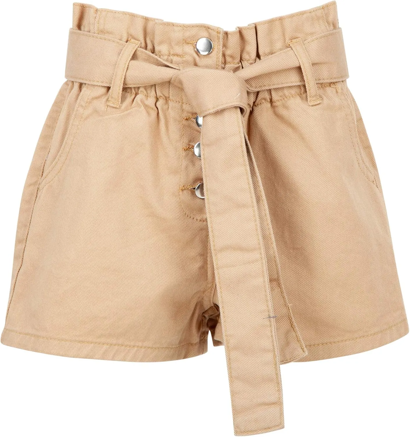 Girls Paperbag Denim Shorts Sand Short High Waist Belted Paper Bag Hot Pants