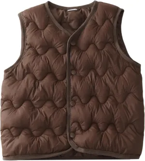 Happy Cherry Girls Puffer Vest Kids Water Resistant Jacket Sleeveless V-neck Windproof Thin Lightweight Outerwear Gilet