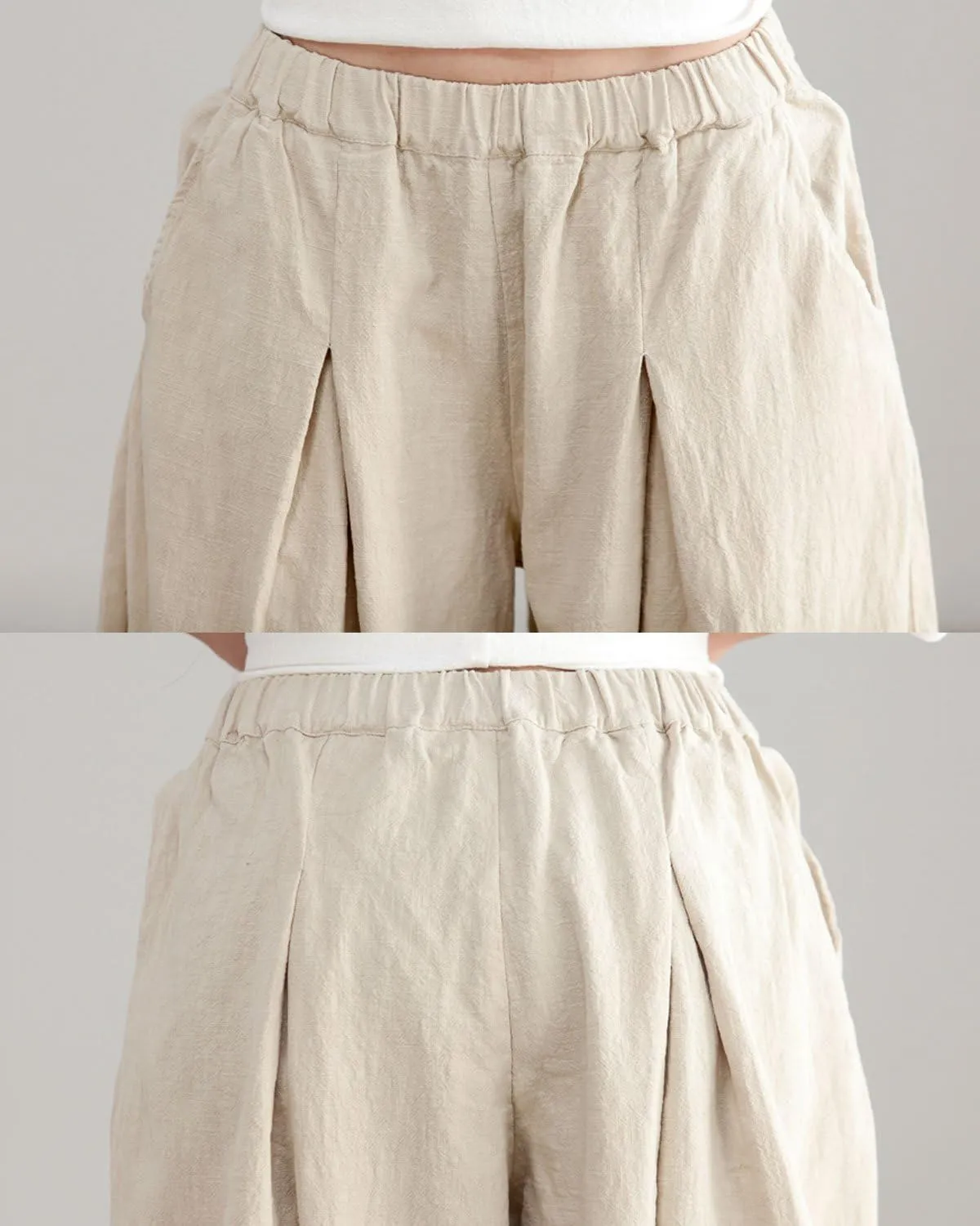 IXIMO Women's Casual Cotton Linen Baggy Pants with Elastic Waist Relax Fit Lantern Trouser