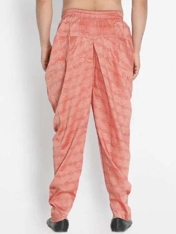 Jashvi Men's Pink Cotton Blend Dhoti