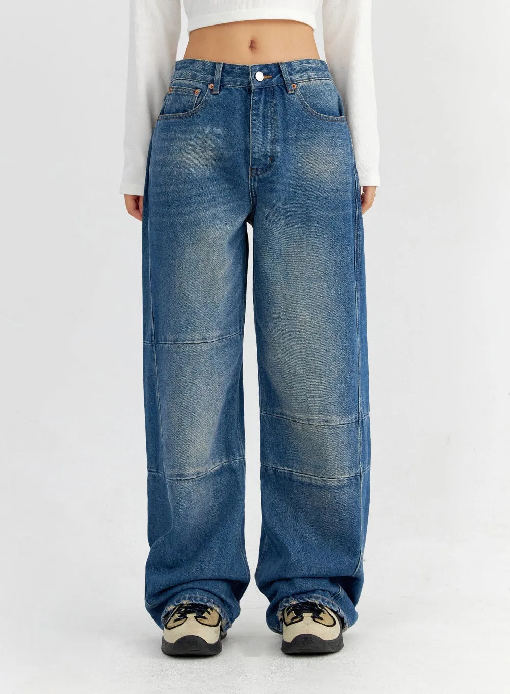 Line Detailed Wide Leg Jeans CO325
