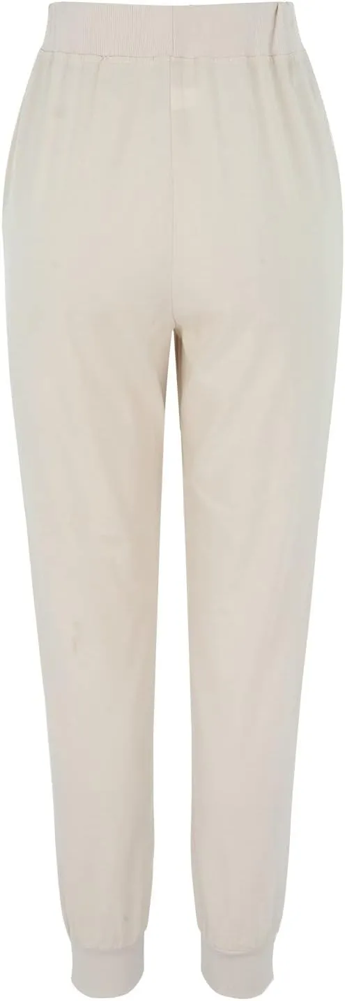 Linen Joggers for Women Tapered Ankle Pants Wide Leg Cargo Pants Drawstring Elastic Waist Casual Slacks with Pockets
