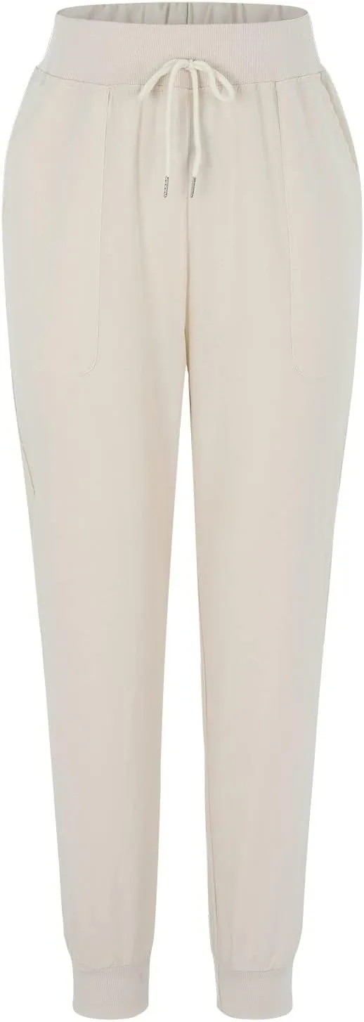 Linen Joggers for Women Tapered Ankle Pants Wide Leg Cargo Pants Drawstring Elastic Waist Casual Slacks with Pockets
