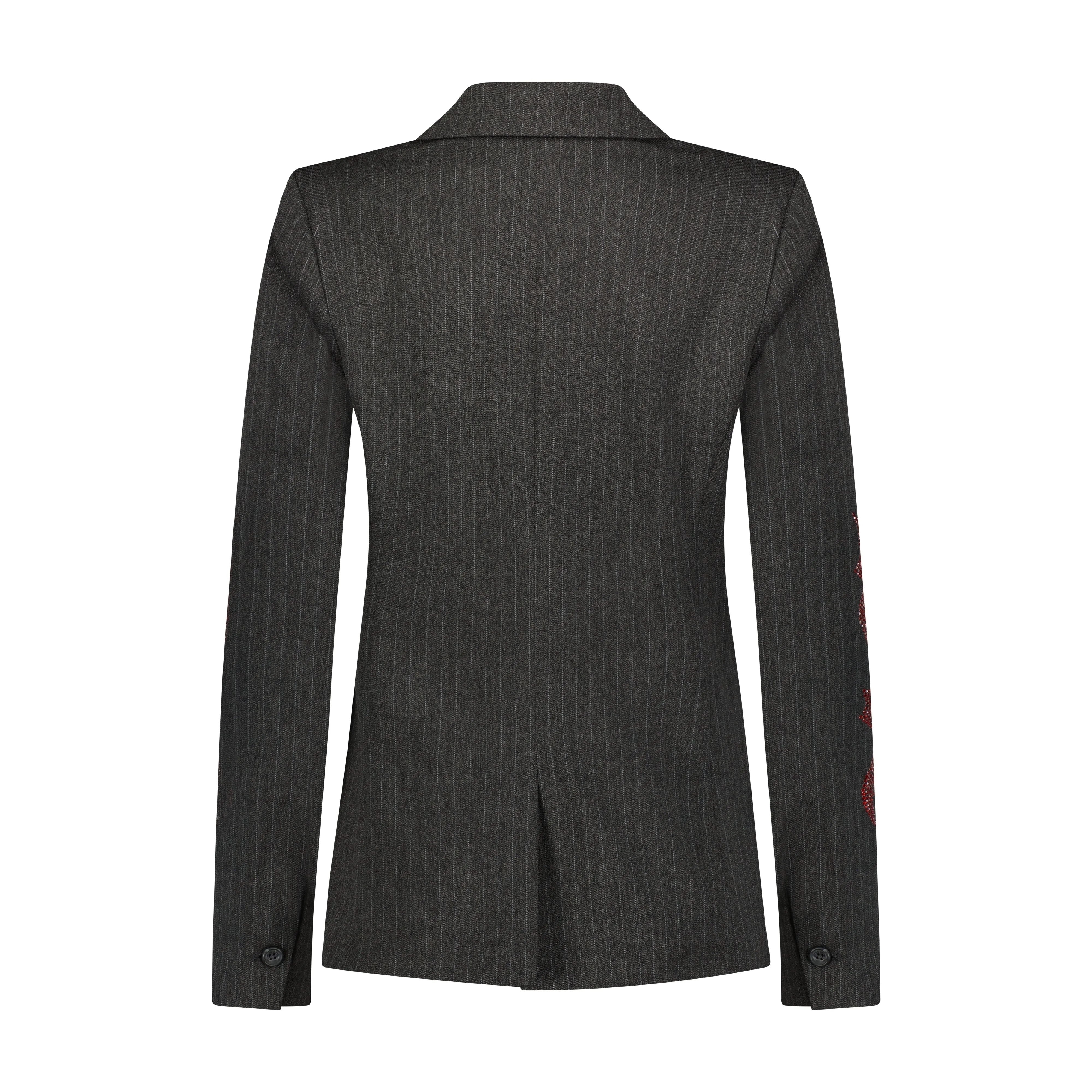Love Sleeve Pinstripe Blazer - Charcoal