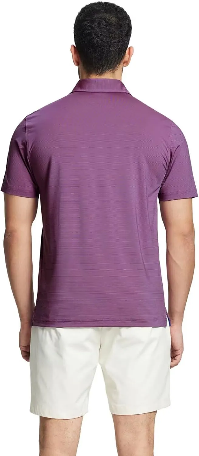 M MAELREG Short and Long Sleeve Polo Shirts for Men Dry Fit Performance Moisture Wicking Sport Pin Striped Mens Golf Shirts