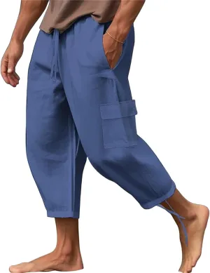 Mens Casual Elastic Waist Drawstring Lightweight Baggy Relaxed Fit Cargo Harem Yoga Travel Lounge Trousers Pants