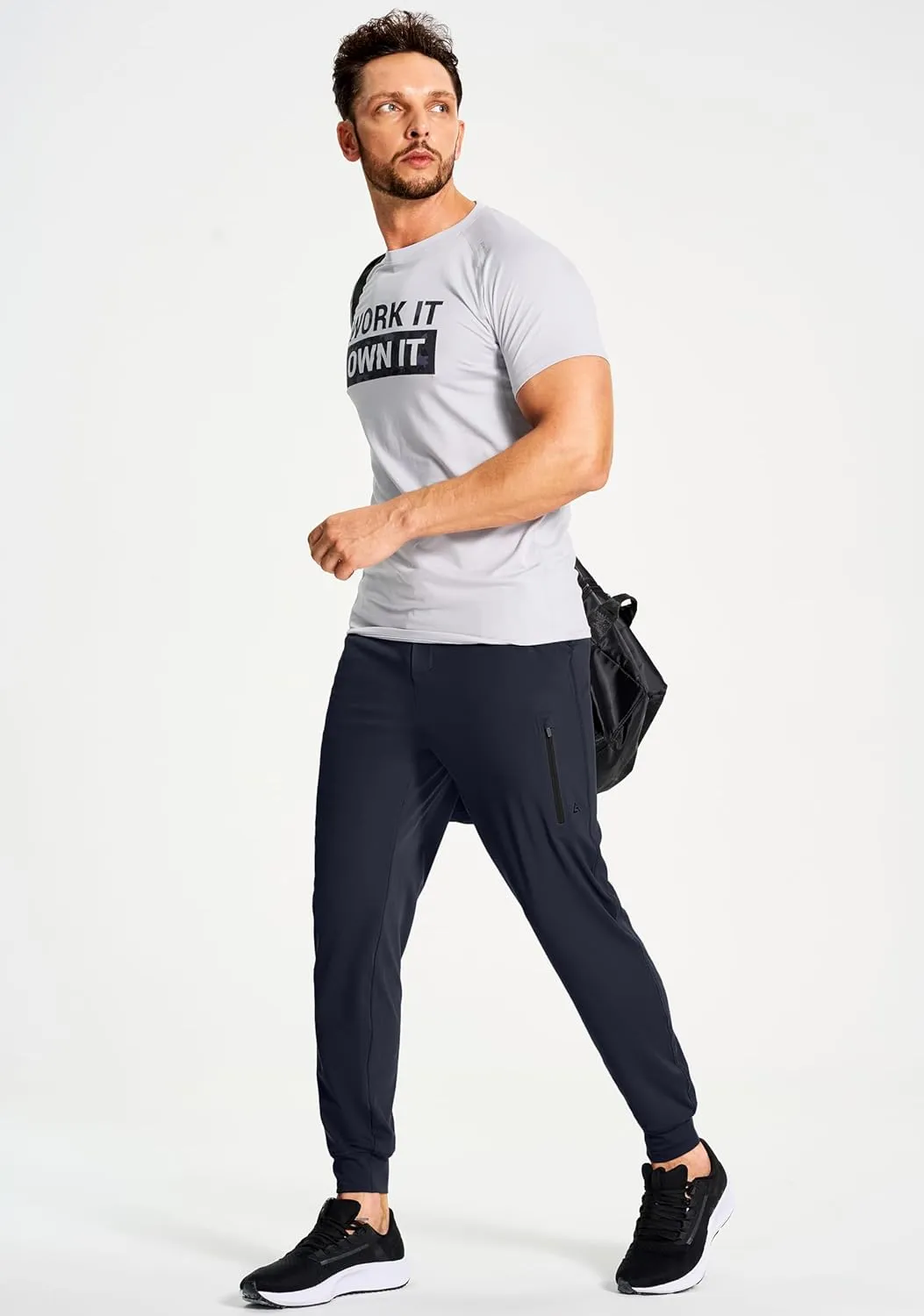 Men's Joggers Pants with Zipper Pockets Sweatpants Athletic Track Running Golf Workout Gym Pants for Men