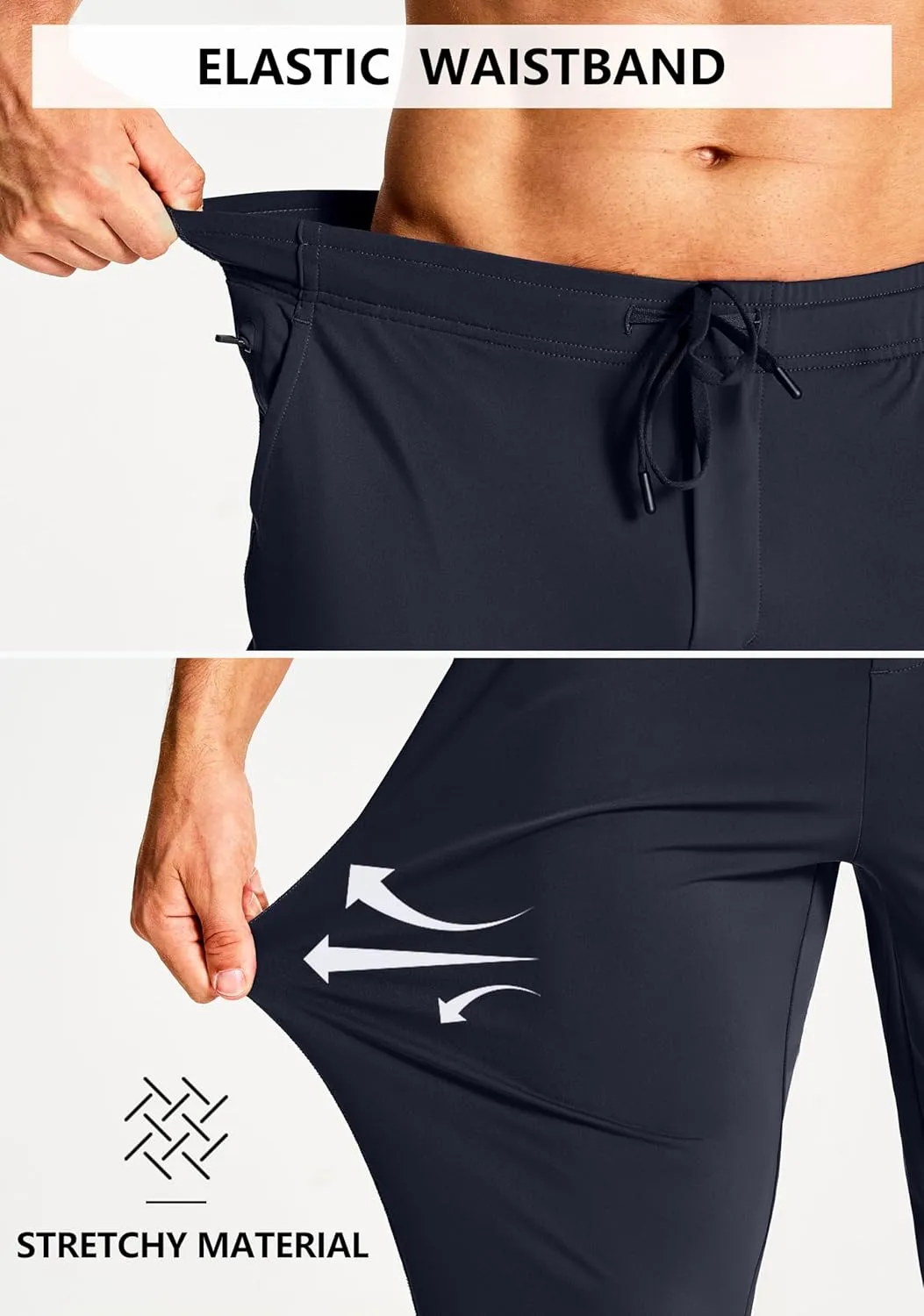 Men's Joggers Pants with Zipper Pockets Sweatpants Athletic Track Running Golf Workout Gym Pants for Men