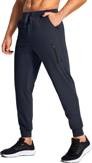 Men's Joggers Pants with Zipper Pockets Sweatpants Athletic Track Running Golf Workout Gym Pants for Men