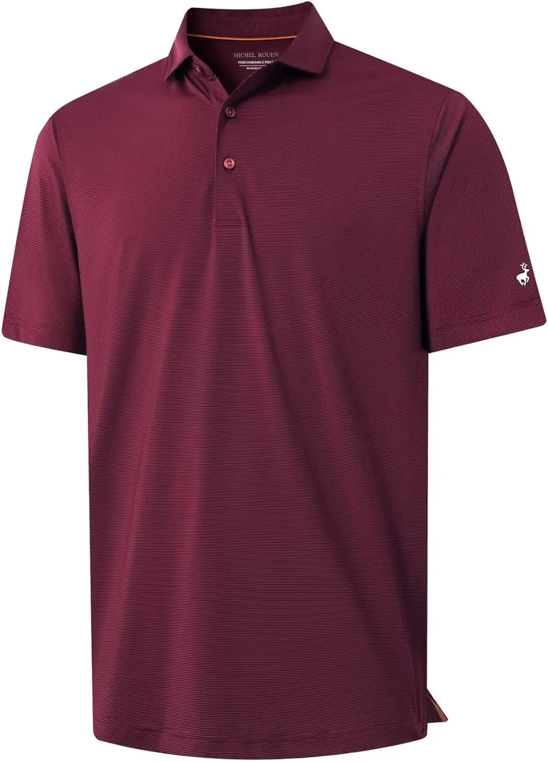 MICHEL ROUEN Golf Shirts for Men Short Sleeve Lightweight Quick Dry Pin Striped Casual Collared Polo Shirts