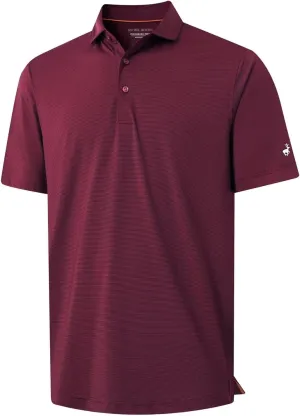 MICHEL ROUEN Golf Shirts for Men Short Sleeve Lightweight Quick Dry Pin Striped Casual Collared Polo Shirts