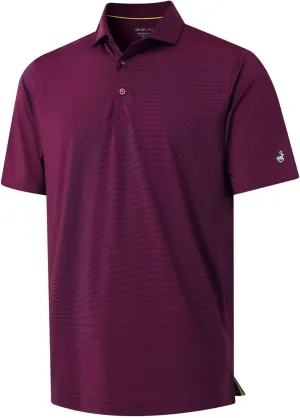 MICHEL ROUEN Golf Shirts for Men Short Sleeve Lightweight Quick Dry Pin Striped Casual Collared Polo Shirts