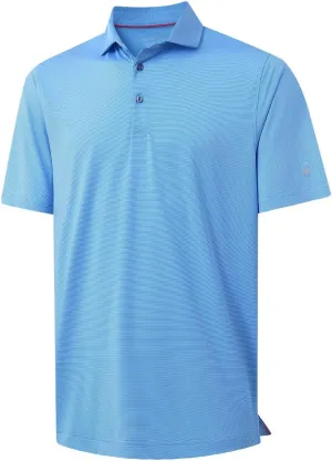 MICHEL ROUEN Golf Shirts for Men Short Sleeve Lightweight Quick Dry Pin Striped Casual Collared Polo Shirts