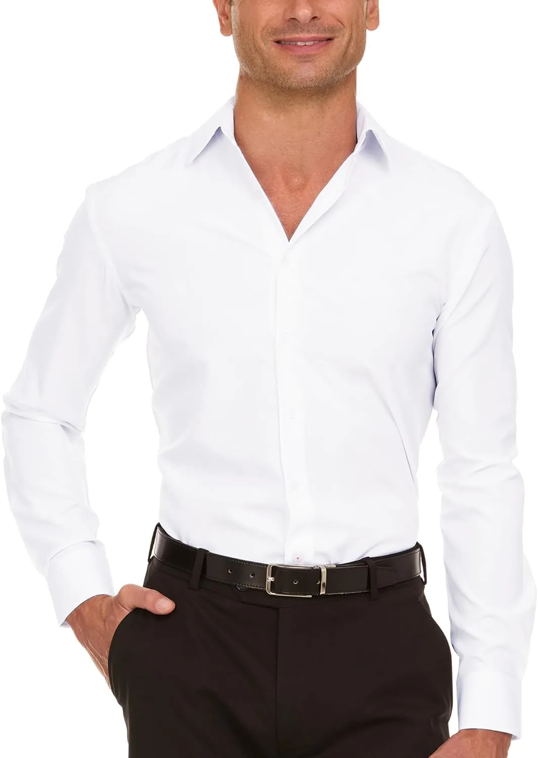 Nautica Slim Fit Mens Dress Shirts Long Sleeve Button Down Wrinkle Free Formal 4-Way Stretch