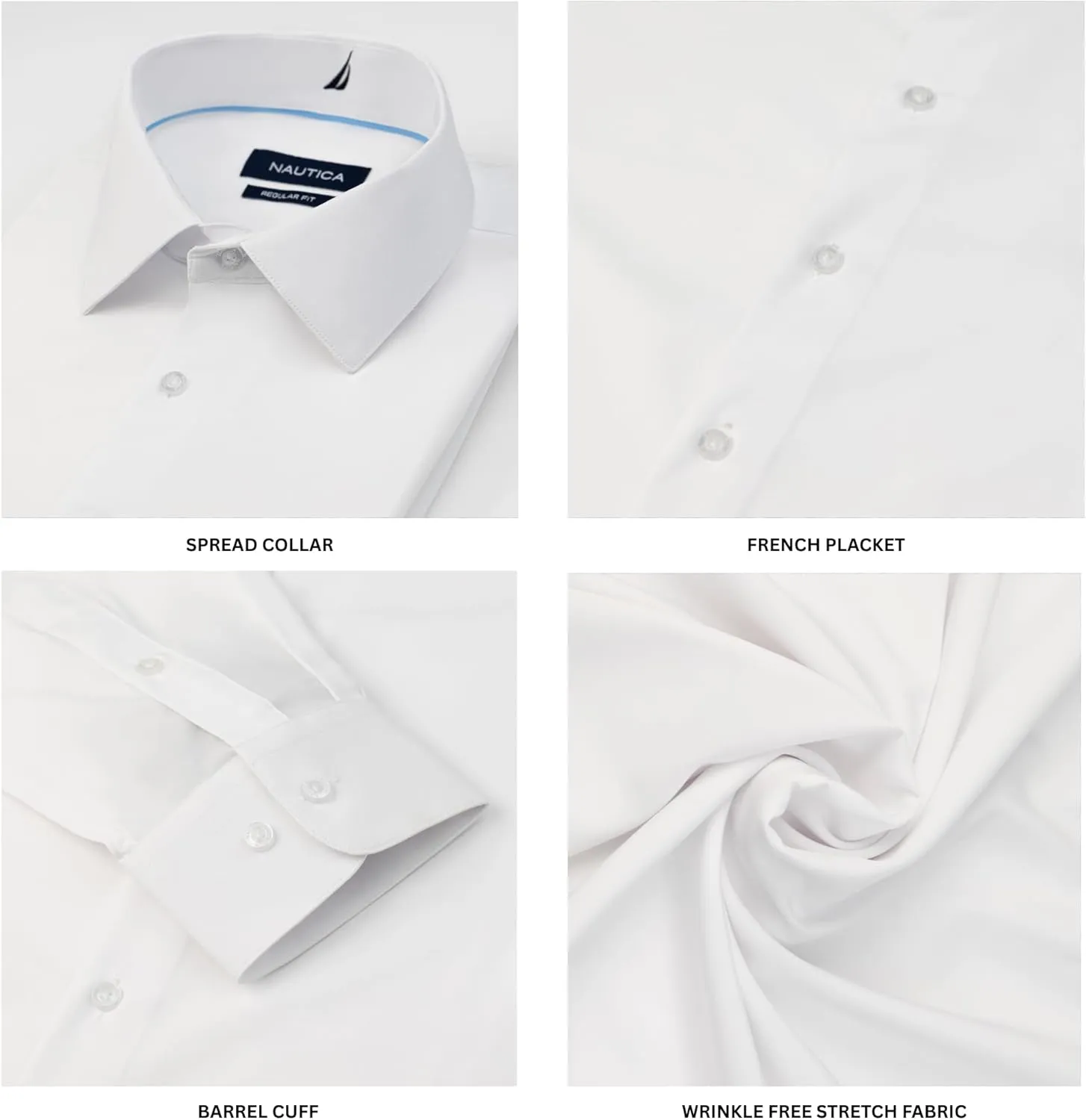 Nautica Slim Fit Mens Dress Shirts Long Sleeve Button Down Wrinkle Free Formal 4-Way Stretch