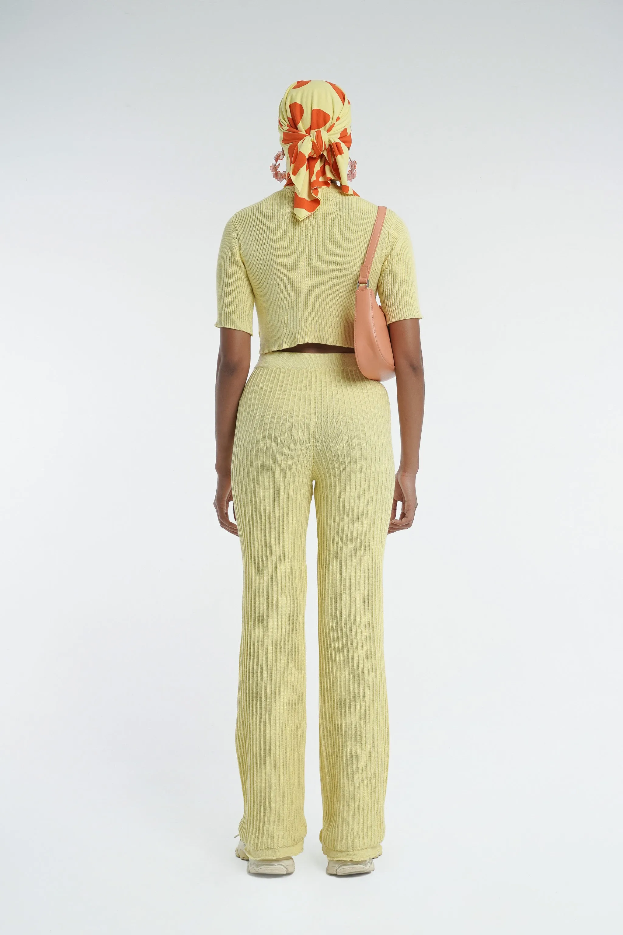 Pinstripe Knit Pant in Limoncello