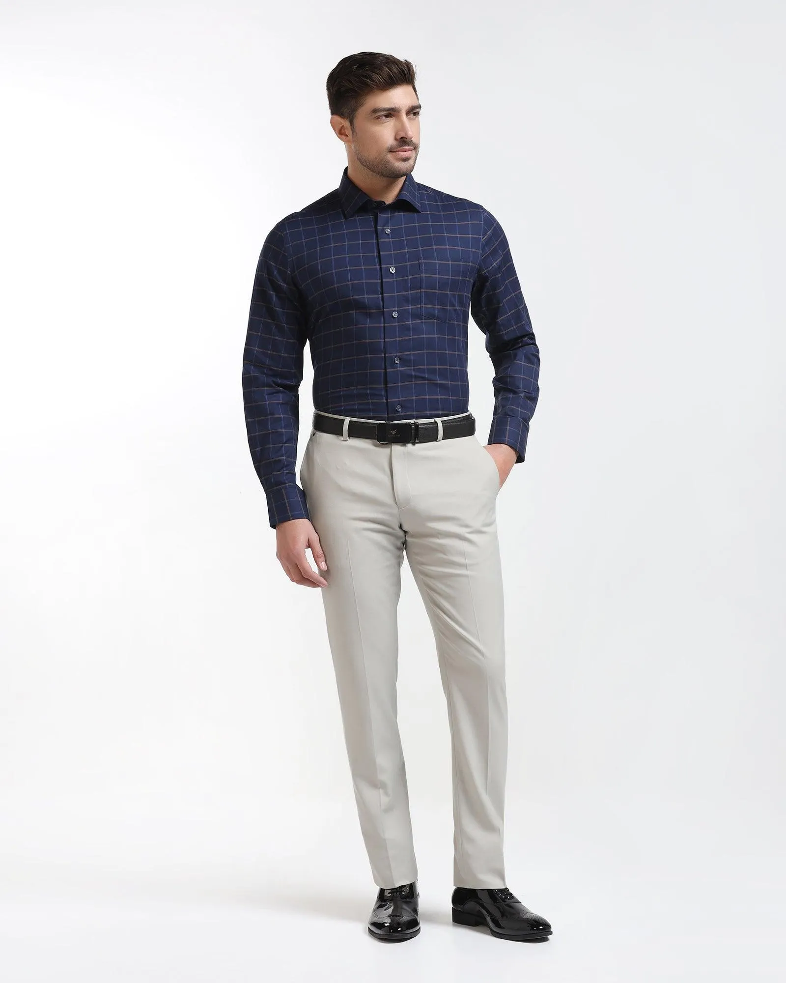 Slim Comfort B-95 Formal Grey Solid Trouser - Himalayan
