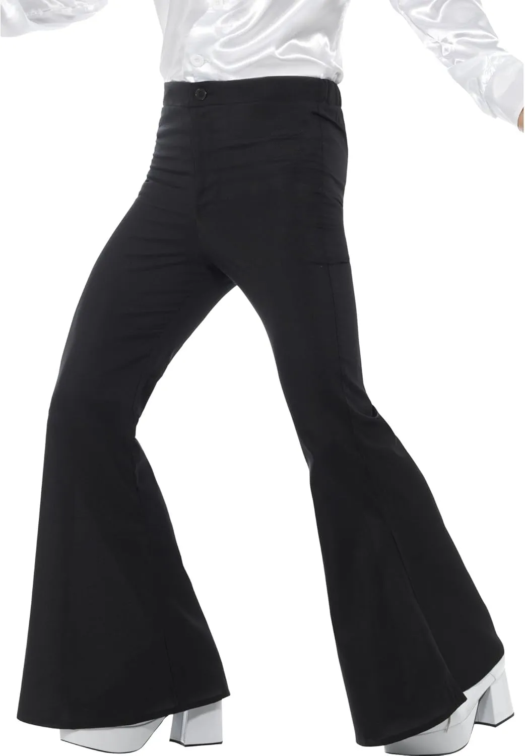 Smiffys Flared Trousers, Mens, Black