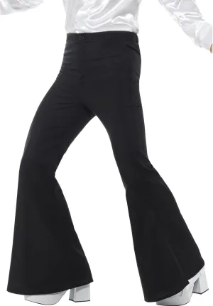 Smiffys Flared Trousers, Mens, Black