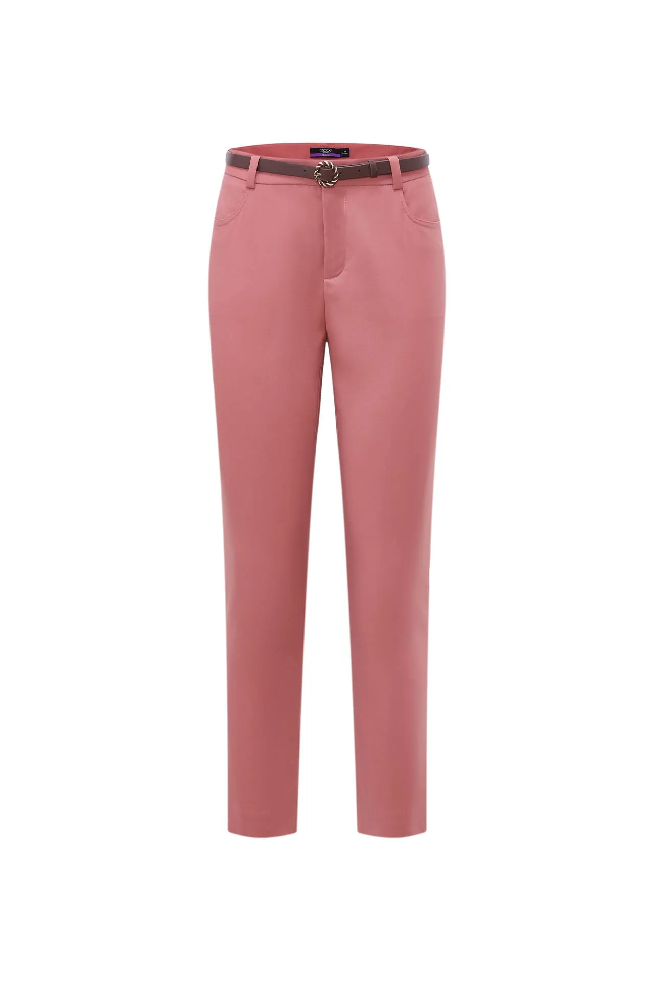 Stretchable Double Weave Skinny Cropped Pants with Belt