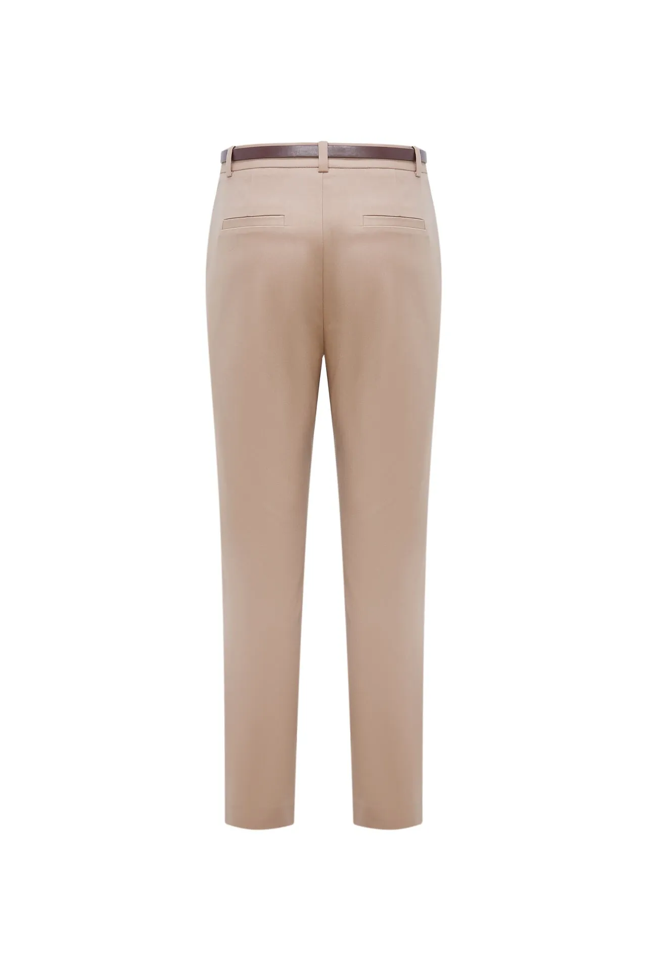 Stretchable Double Weave Skinny Cropped Pants with Belt