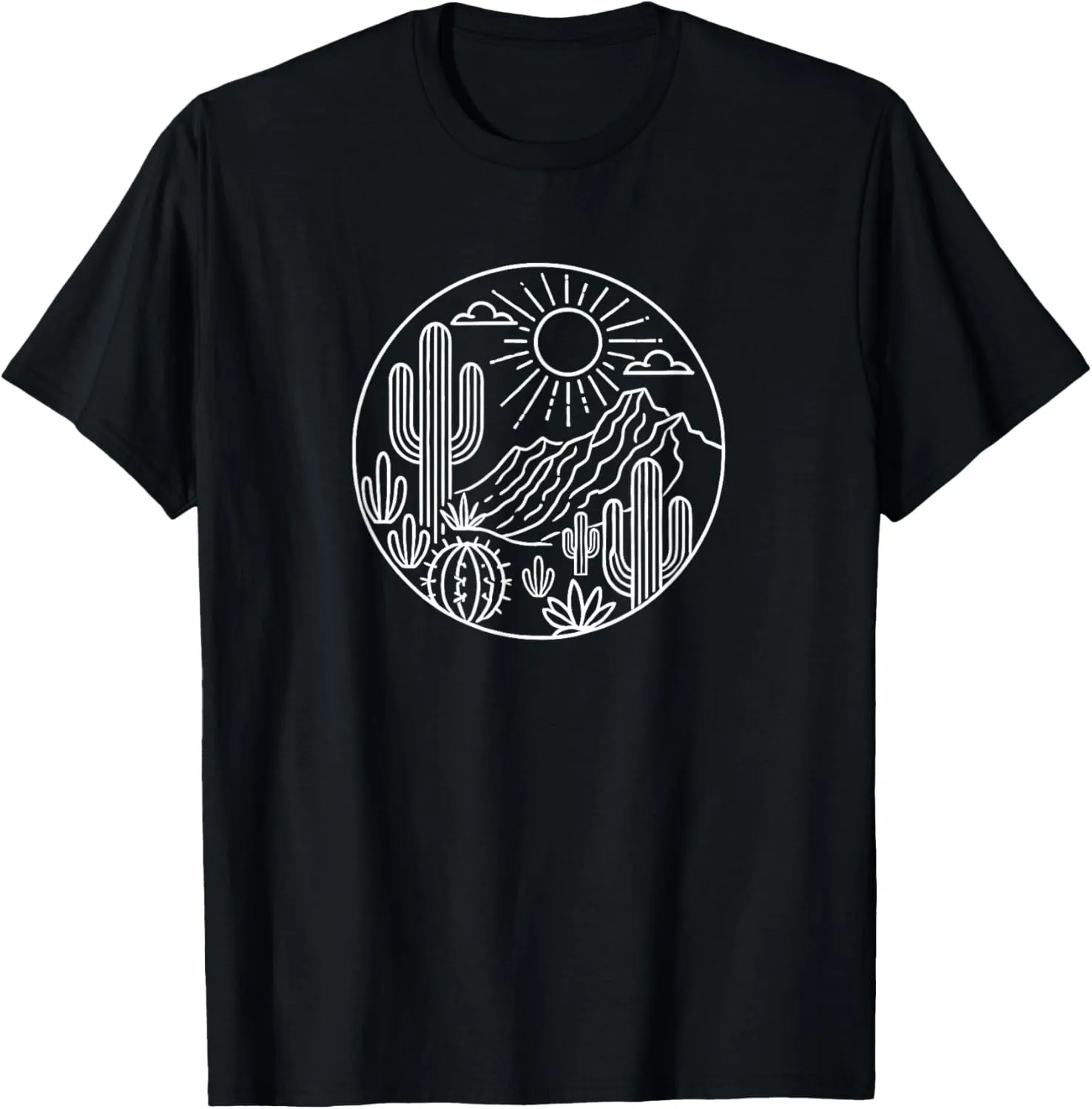 Sunrise Mountain Nature Cute Hiking Outdoors Desert Cactus T-Shirt