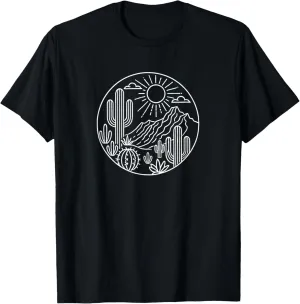 Sunrise Mountain Nature Cute Hiking Outdoors Desert Cactus T-Shirt