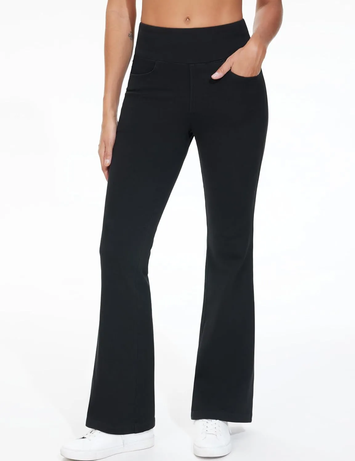 THE GYM PEOPLE Women's Tummy Control Bell Bottom Jeans High Waisted Wide Leg Flare Pants Jeggings with Pockets