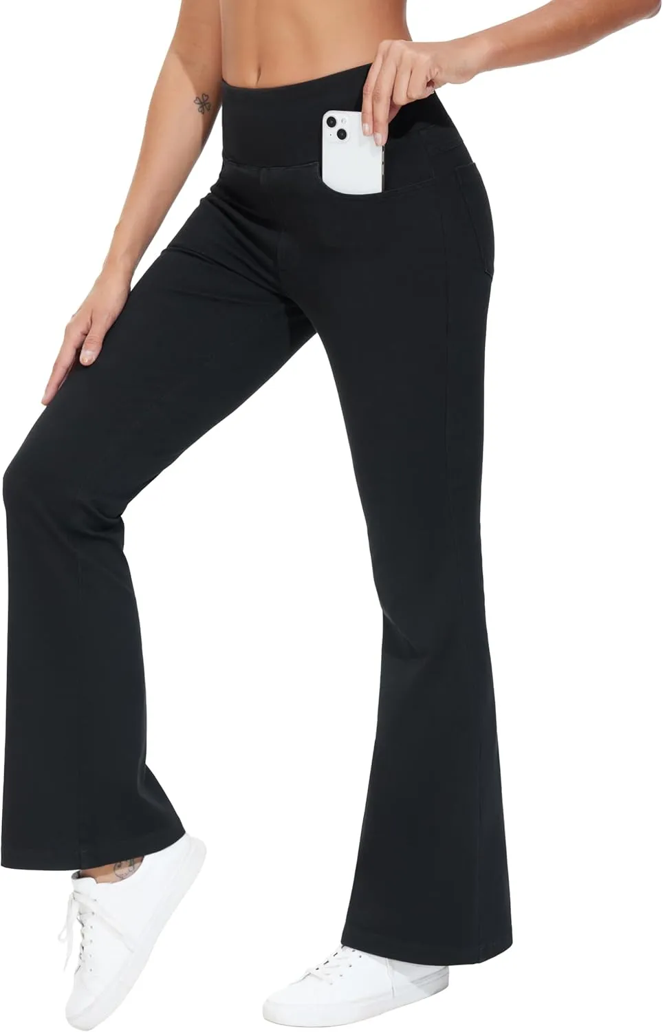 THE GYM PEOPLE Women's Tummy Control Bell Bottom Jeans High Waisted Wide Leg Flare Pants Jeggings with Pockets
