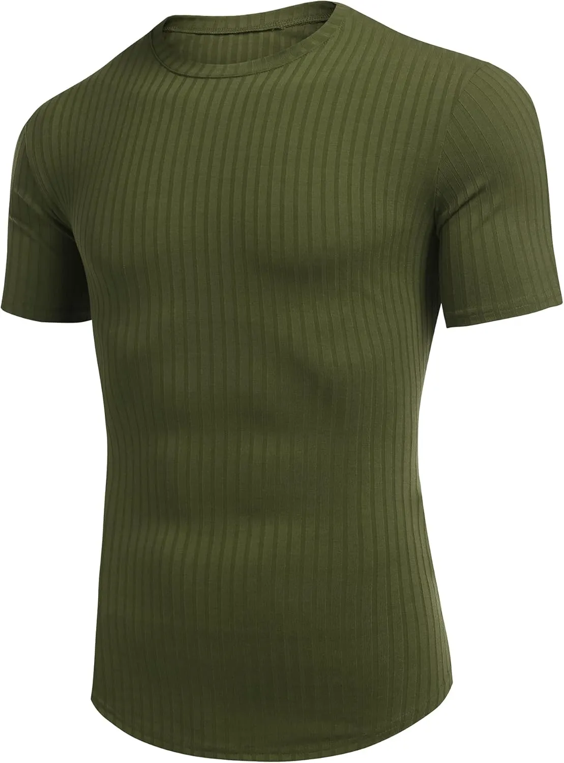 URRU Men's Muscle T Shirts Stretch Short Sleeve Bodybuilding Workout Casual Slim Fit Tee Shirts