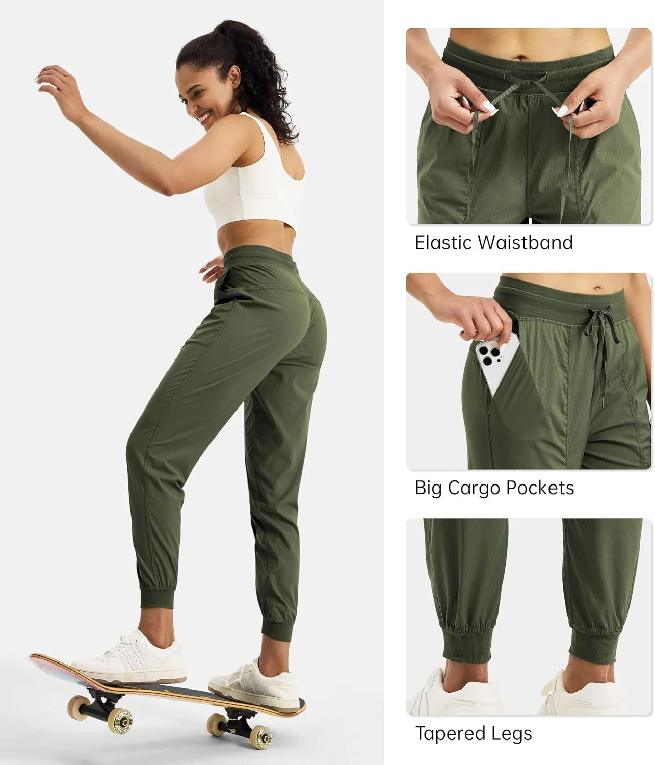 Willit Women's Workout Jogger Studio Track Athletic Pants Hiking Casual Pants with Pockets Lightweight