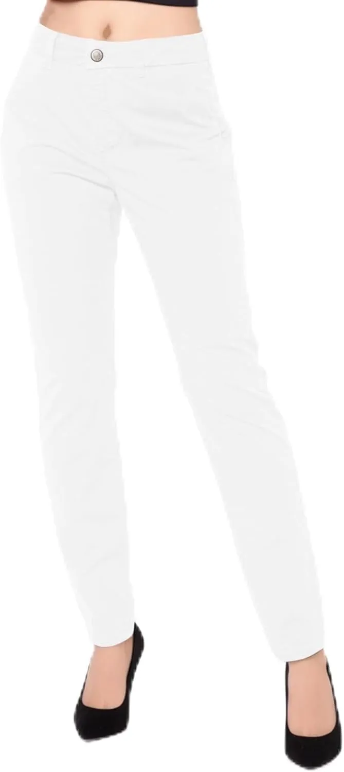 Womens Work Pants Casual Daily Straight Leg Skinny Slim Pants High Waisted Zipper Button Trousers for Business Slacks
