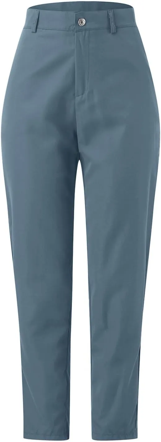 Womens Work Pants Casual Daily Straight Leg Skinny Slim Pants High Waisted Zipper Button Trousers for Business Slacks