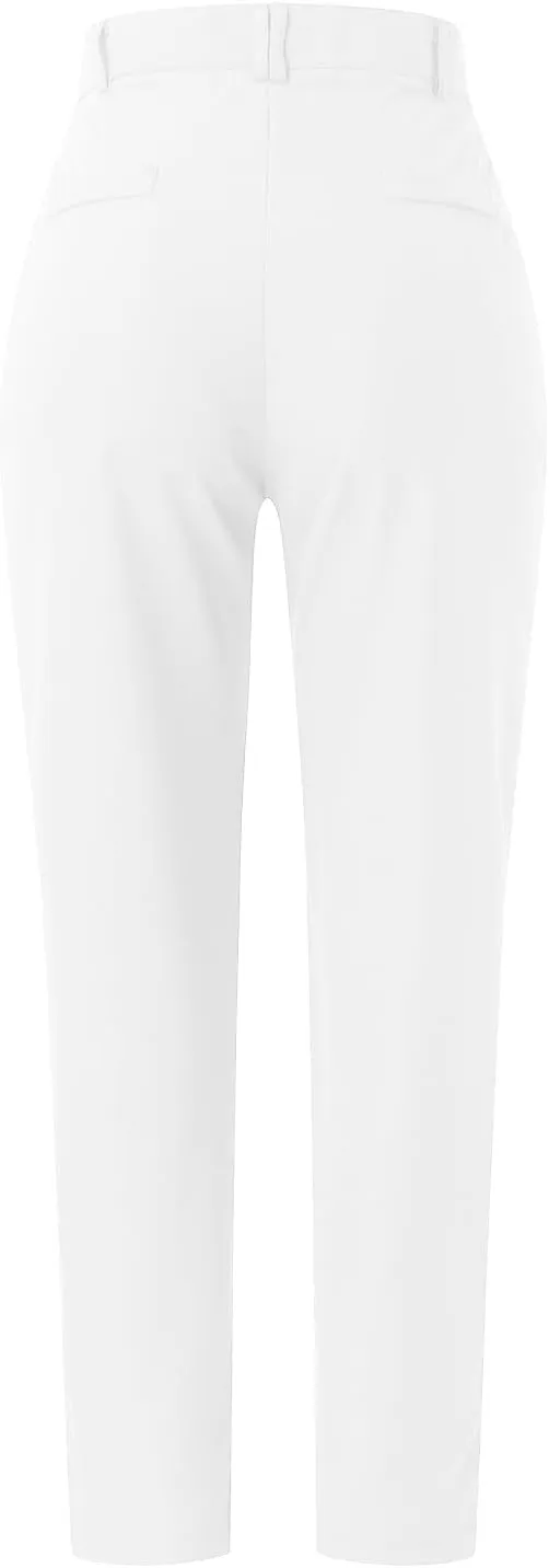 Womens Work Pants Casual Daily Straight Leg Skinny Slim Pants High Waisted Zipper Button Trousers for Business Slacks