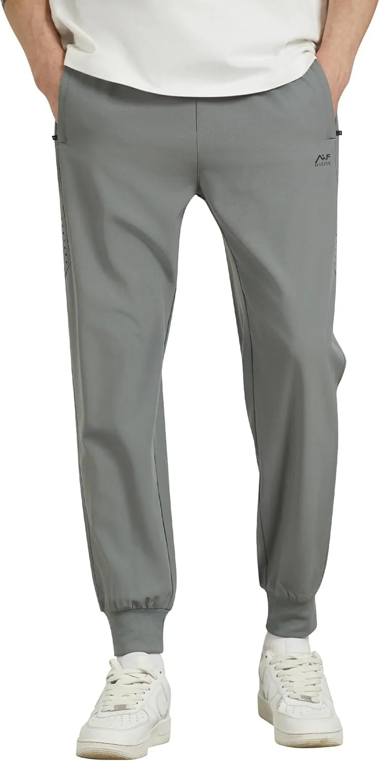 WULFUL Men's Athletic Running Joggers Workout Gym Pants Lightweight Track Casual Pant with Zipper Pockets
